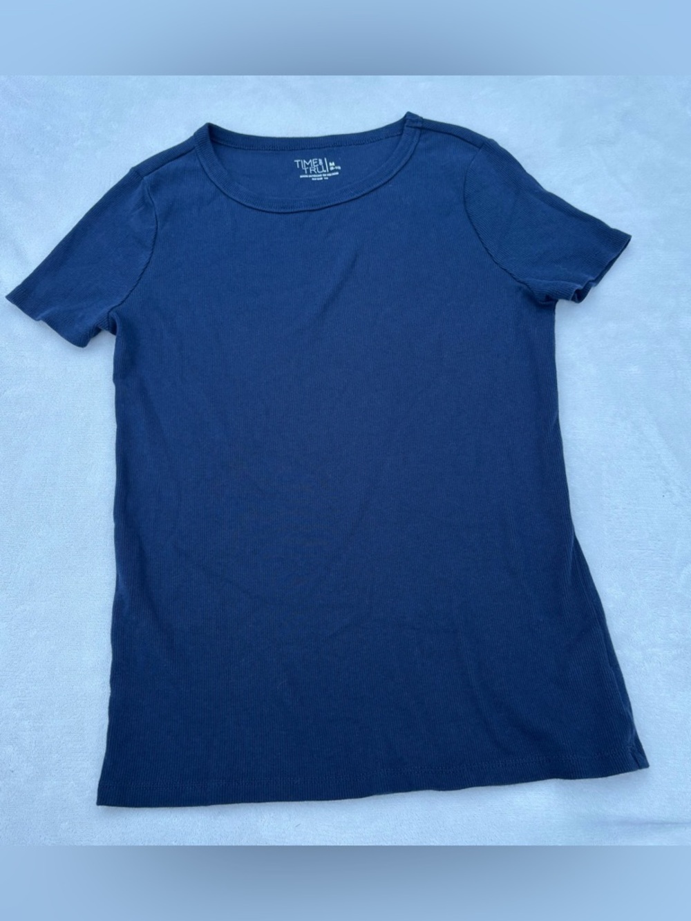 Time and Tru Navy Short Sleeve Crew Neck Tee